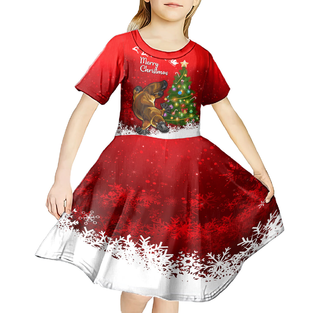 personalised-australia-christmas-kid-short-sleeve-dress-aussie-platypus-xmas-vibes