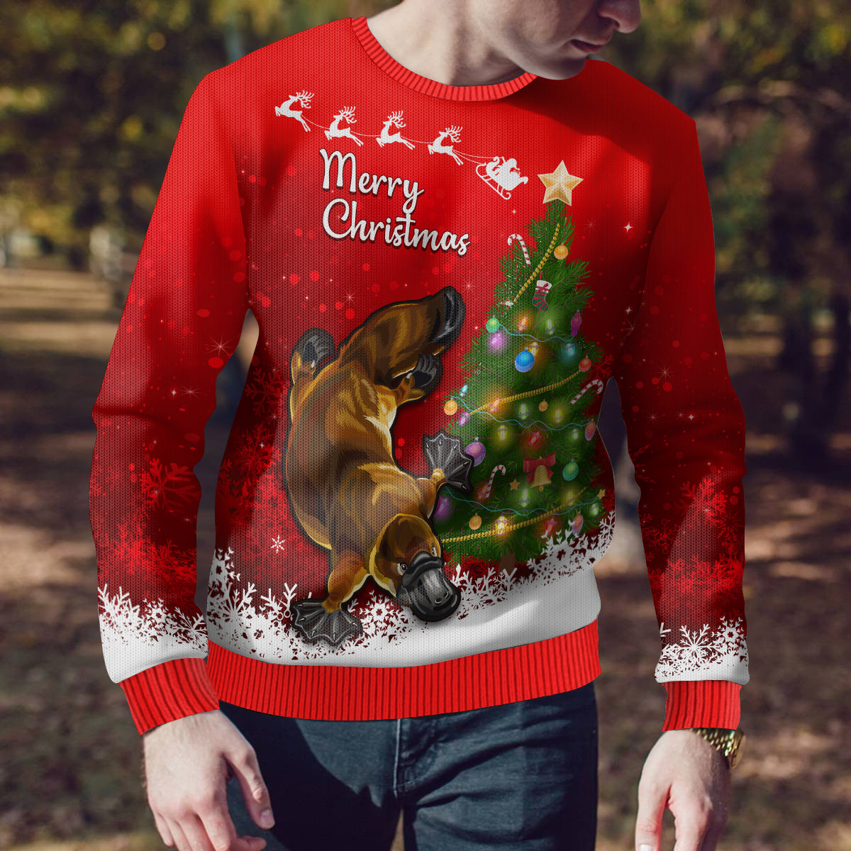 personalised-australia-christmas-ugly-christmas-sweater-aussie-platypus-xmas-vibes