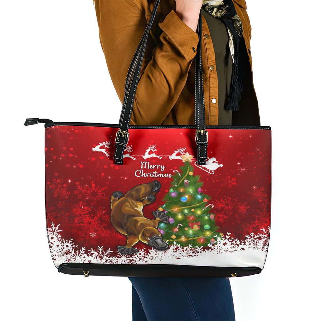 personalised-australia-christmas-leather-tote-bag-aussie-platypus-xmas-vibes