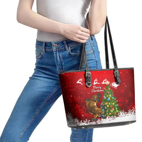 personalised-australia-christmas-leather-tote-bag-aussie-platypus-xmas-vibes