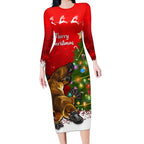 personalised-australia-christmas-long-sleeve-bodycon-dress-aussie-platypus-xmas-vibes