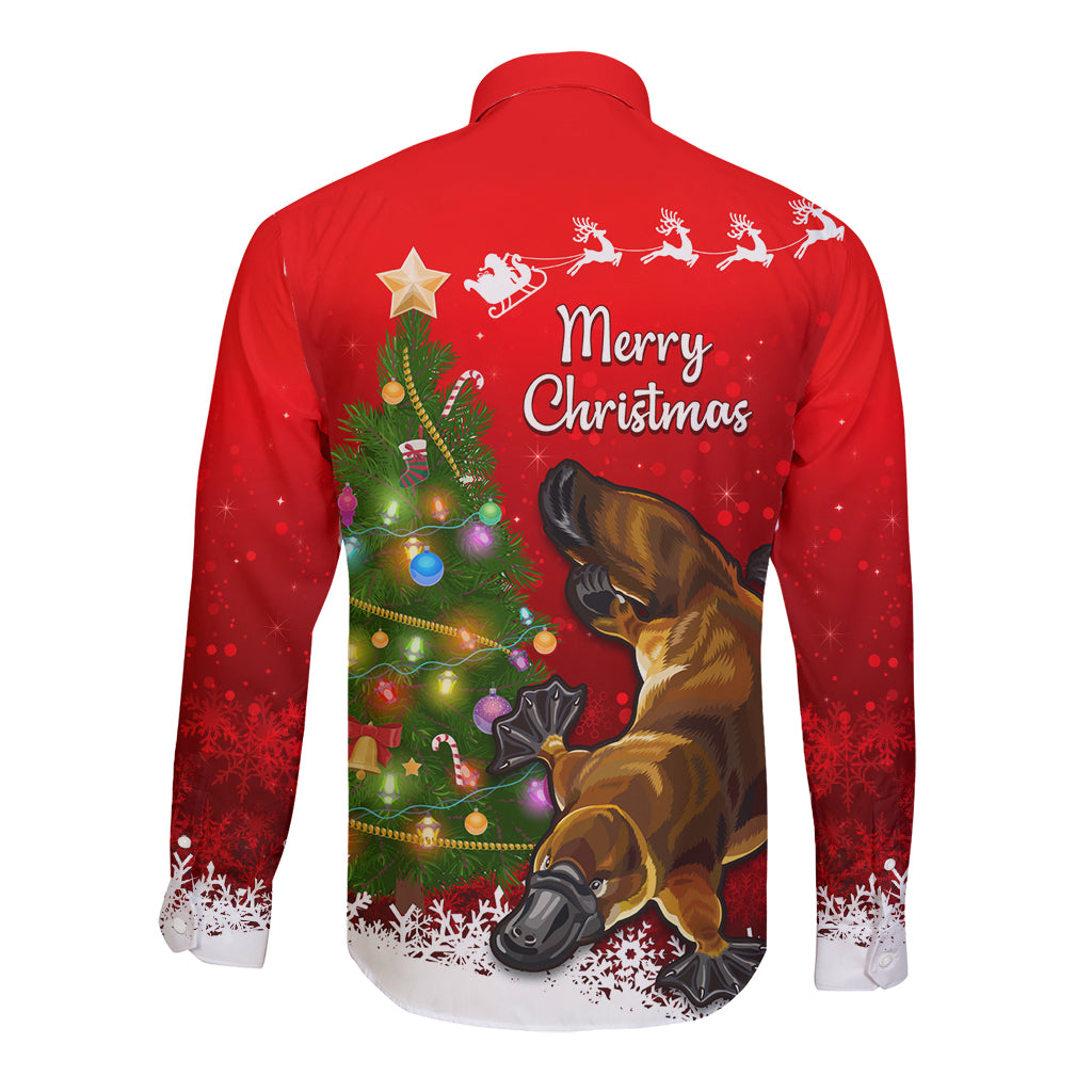 personalised-australia-christmas-long-sleeve-button-shirt-aussie-platypus-xmas-vibes