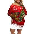personalised-australia-christmas-off-shoulder-short-dress-aussie-platypus-xmas-vibes