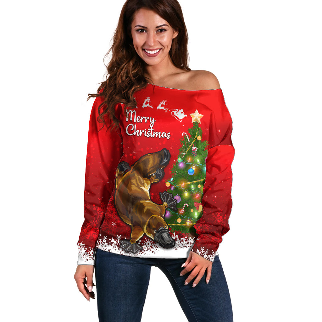 personalised-australia-christmas-off-shoulder-sweater-aussie-platypus-xmas-vibes