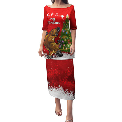 personalised-australia-christmas-puletasi-aussie-platypus-xmas-vibes