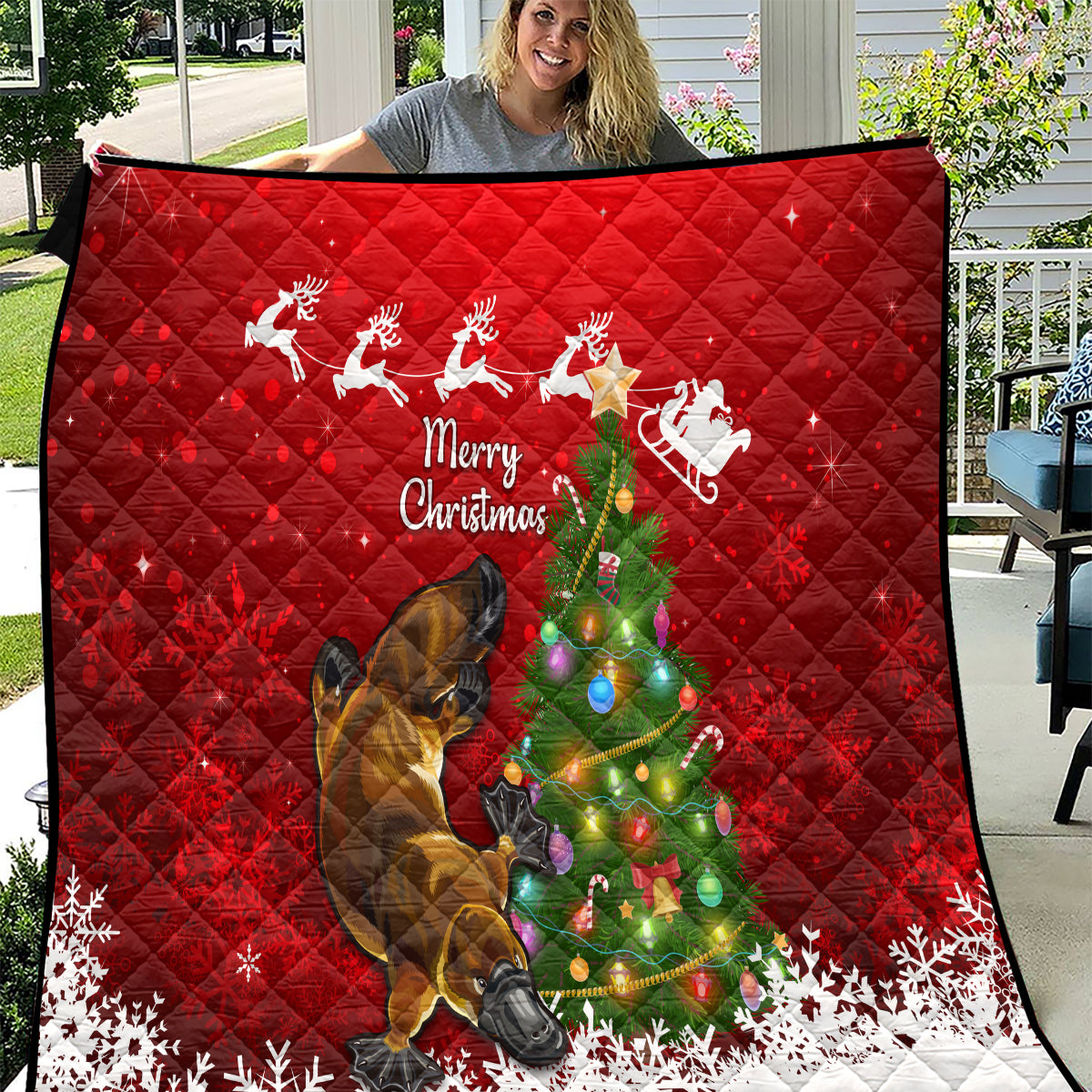 personalised-australia-christmas-quilt-aussie-platypus-xmas-vibes