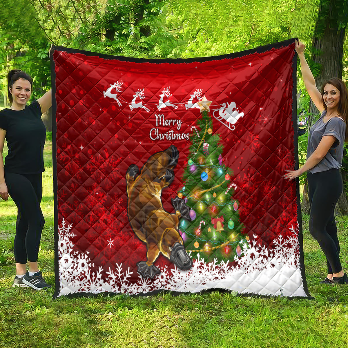 personalised-australia-christmas-quilt-aussie-platypus-xmas-vibes