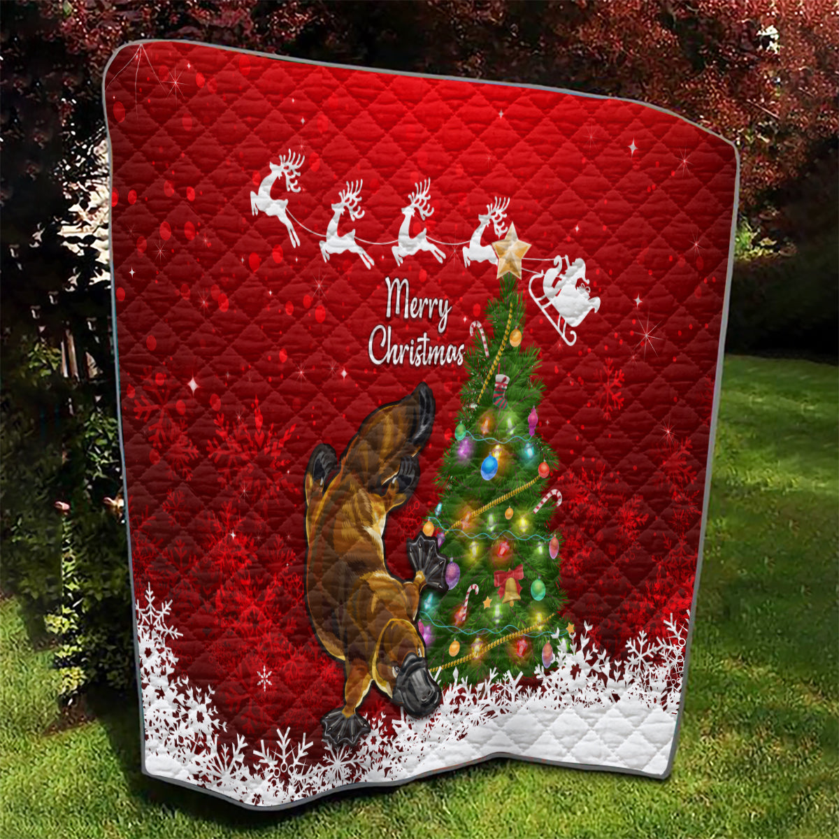 personalised-australia-christmas-quilt-aussie-platypus-xmas-vibes