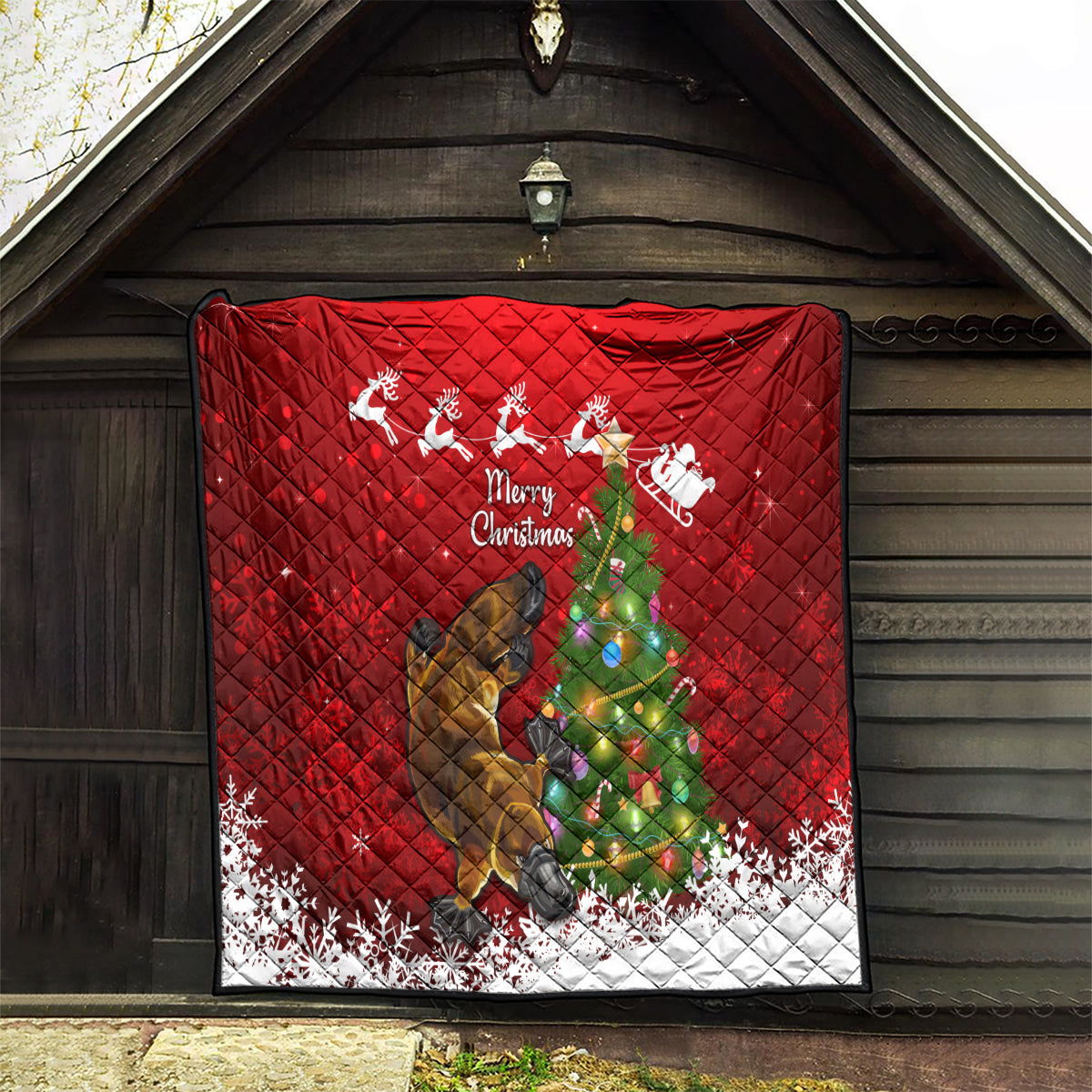 personalised-australia-christmas-quilt-aussie-platypus-xmas-vibes