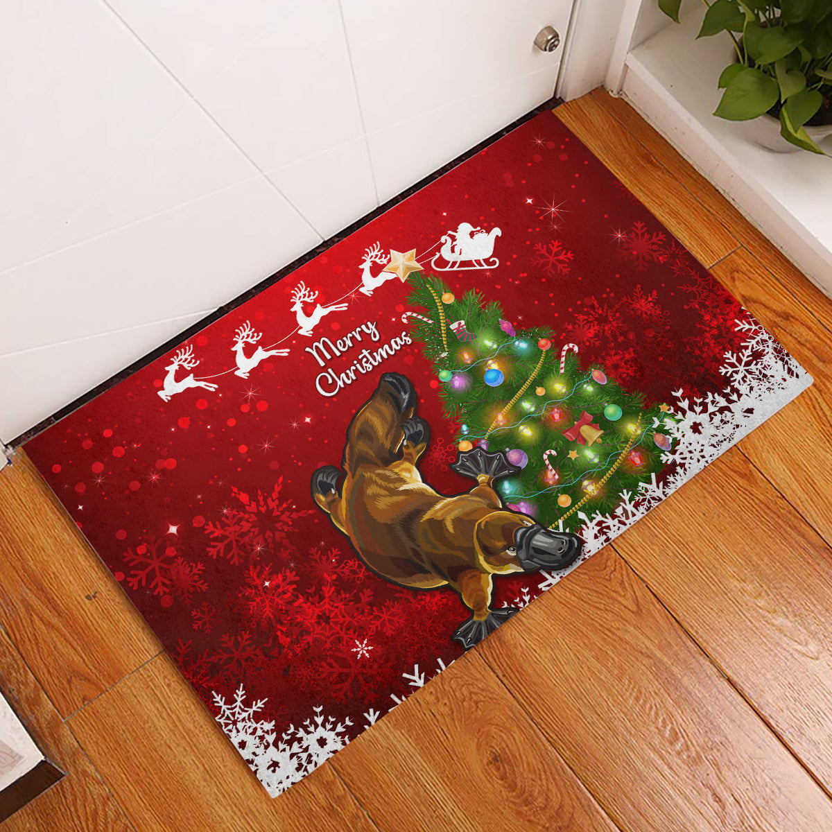 personalised-australia-christmas-rubber-doormat-aussie-platypus-xmas-vibes
