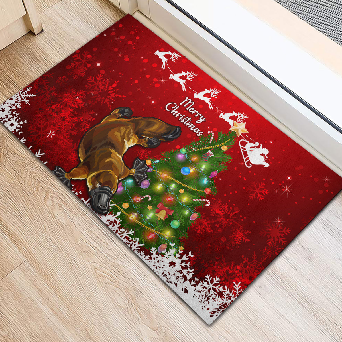personalised-australia-christmas-rubber-doormat-aussie-platypus-xmas-vibes