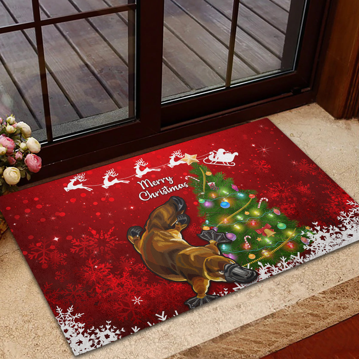 personalised-australia-christmas-rubber-doormat-aussie-platypus-xmas-vibes