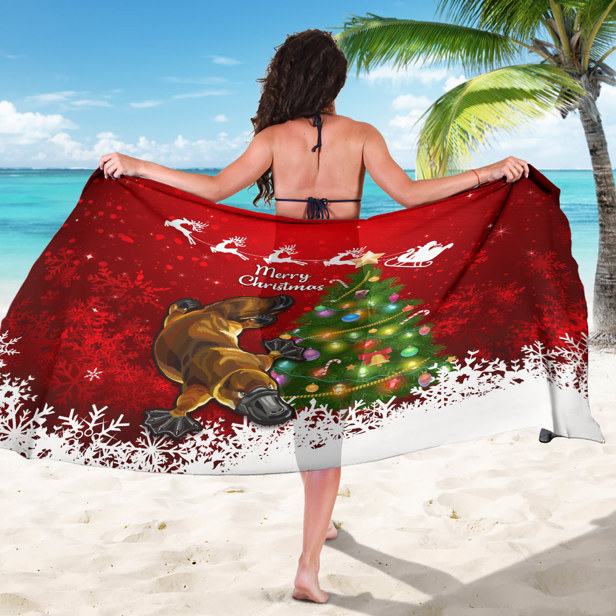 personalised-australia-christmas-sarong-aussie-platypus-xmas-vibes