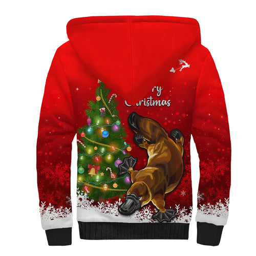 personalised-australia-christmas-sherpa-hoodie-aussie-platypus-xmas-vibes
