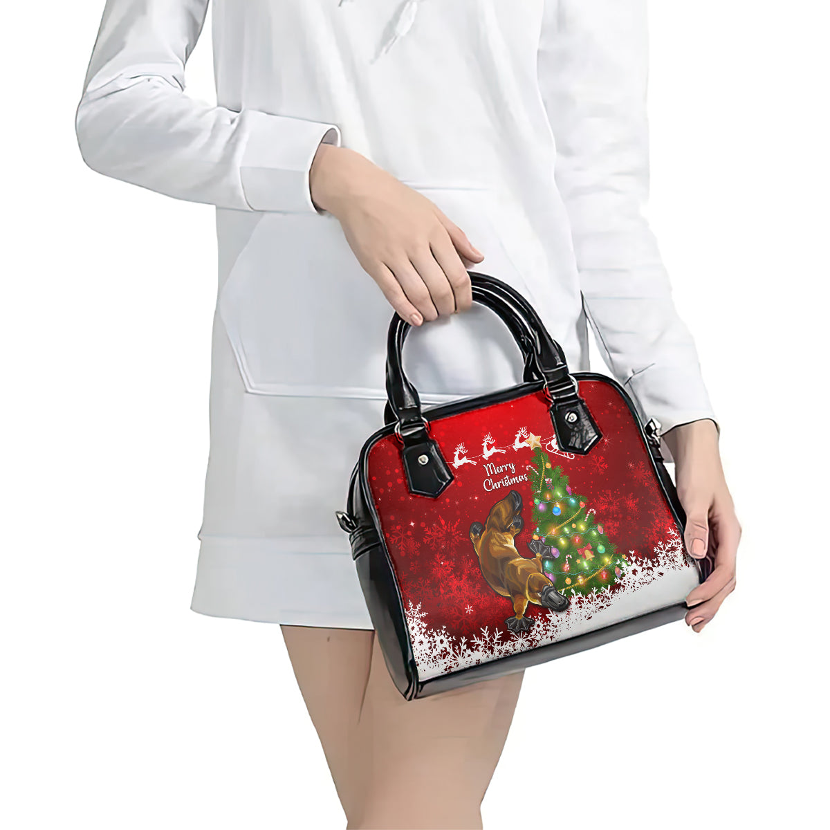 personalised-australia-christmas-shoulder-handbag-aussie-platypus-xmas-vibes