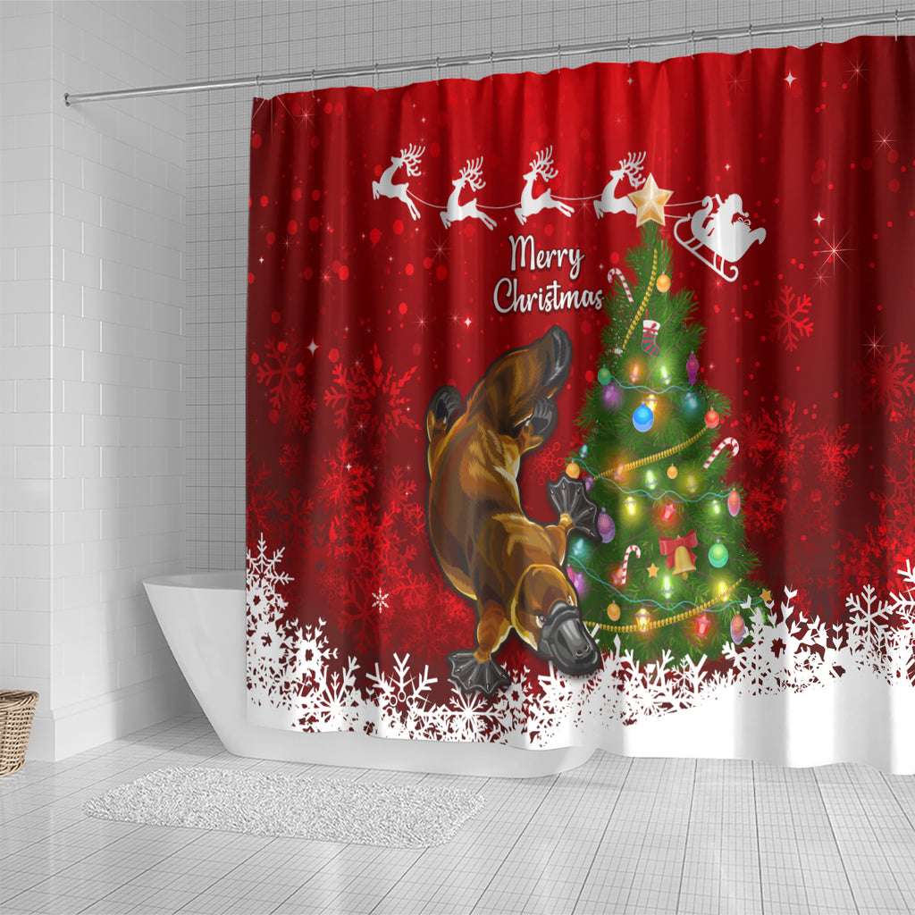 personalised-australia-christmas-shower-curtain-aussie-platypus-xmas-vibes