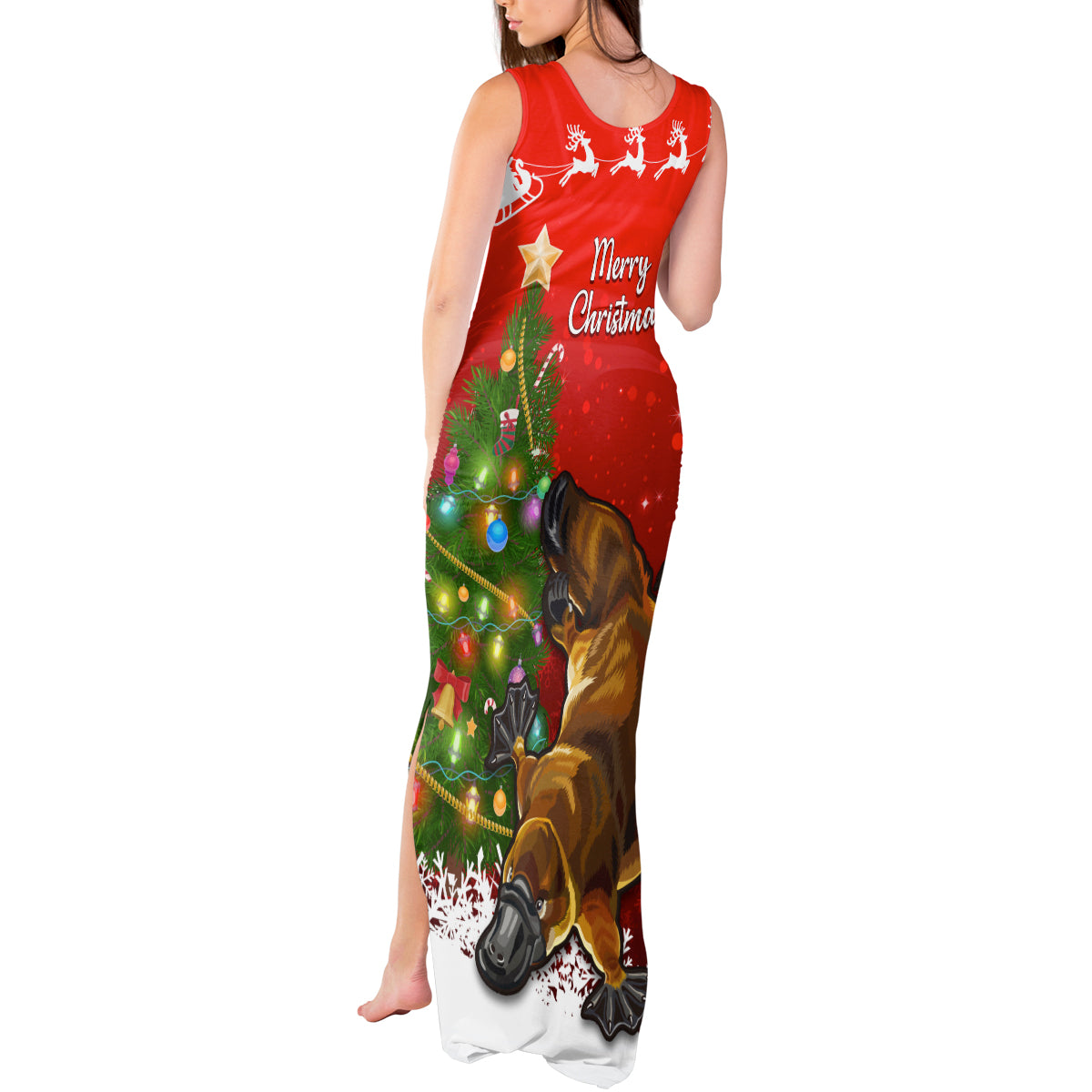personalised-australia-christmas-tank-maxi-dress-aussie-platypus-xmas-vibes