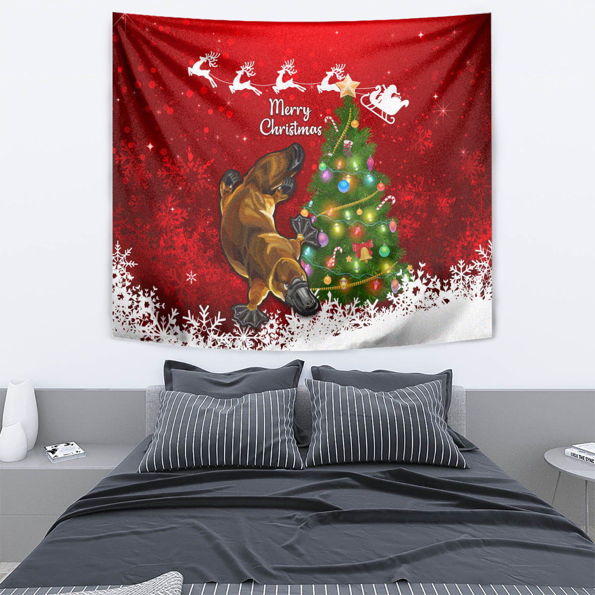 personalised-australia-christmas-tapestry-aussie-platypus-xmas-vibes