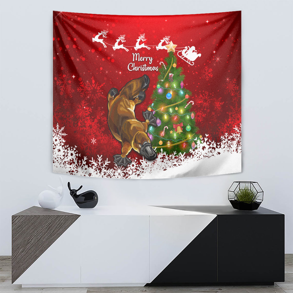 personalised-australia-christmas-tapestry-aussie-platypus-xmas-vibes