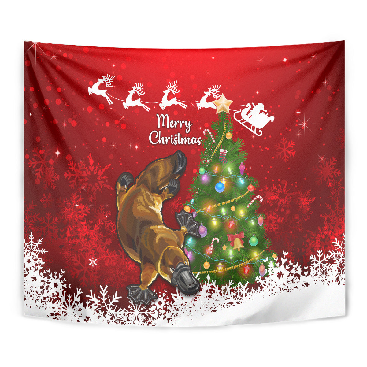 personalised-australia-christmas-tapestry-aussie-platypus-xmas-vibes