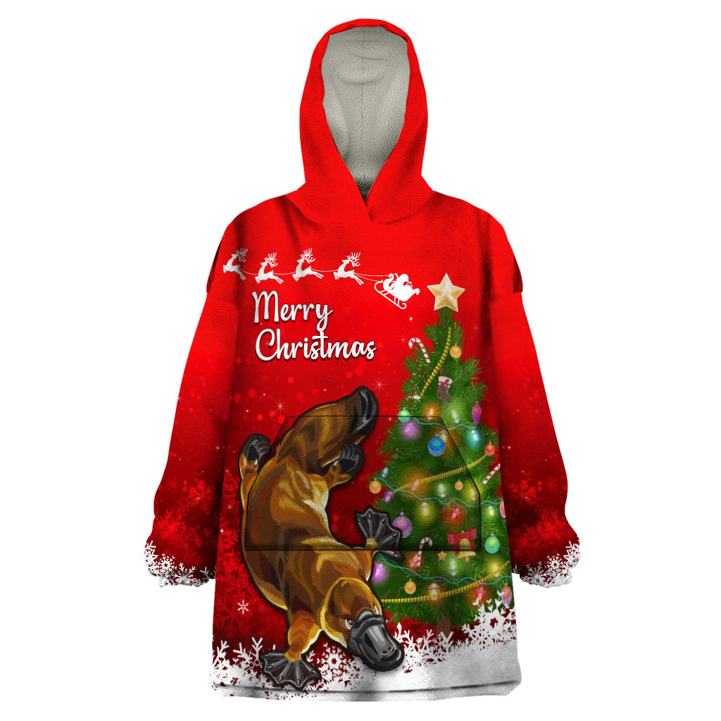 personalised-australia-christmas-wearable-blanket-hoodie-aussie-platypus-xmas-vibes