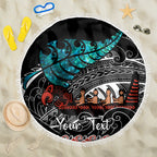 personalised-new-zealand-waka-beach-blanket-aotearoa-maori-silver-fern-pattern