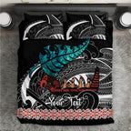 personalised-new-zealand-waka-bedding-set-aotearoa-maori-silver-fern-pattern