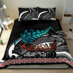 personalised-new-zealand-waka-bedding-set-aotearoa-maori-silver-fern-pattern