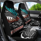 personalised-new-zealand-waka-car-seat-cover-aotearoa-maori-silver-fern-pattern