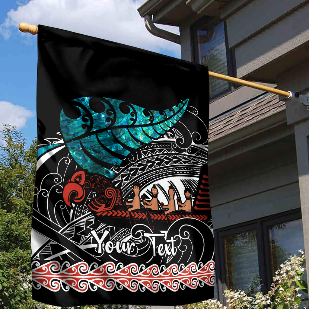 personalised-new-zealand-waka-garden-flag-aotearoa-maori-silver-fern-pattern
