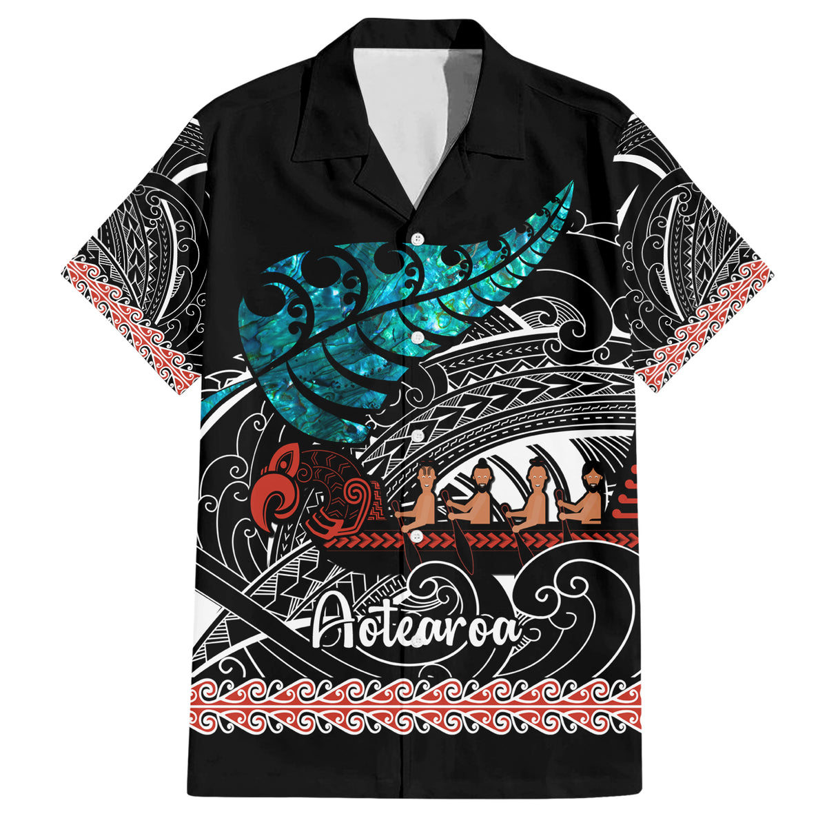 personalised-new-zealand-waka-hawaiian-shirt-aotearoa-maori-silver-fern-pattern