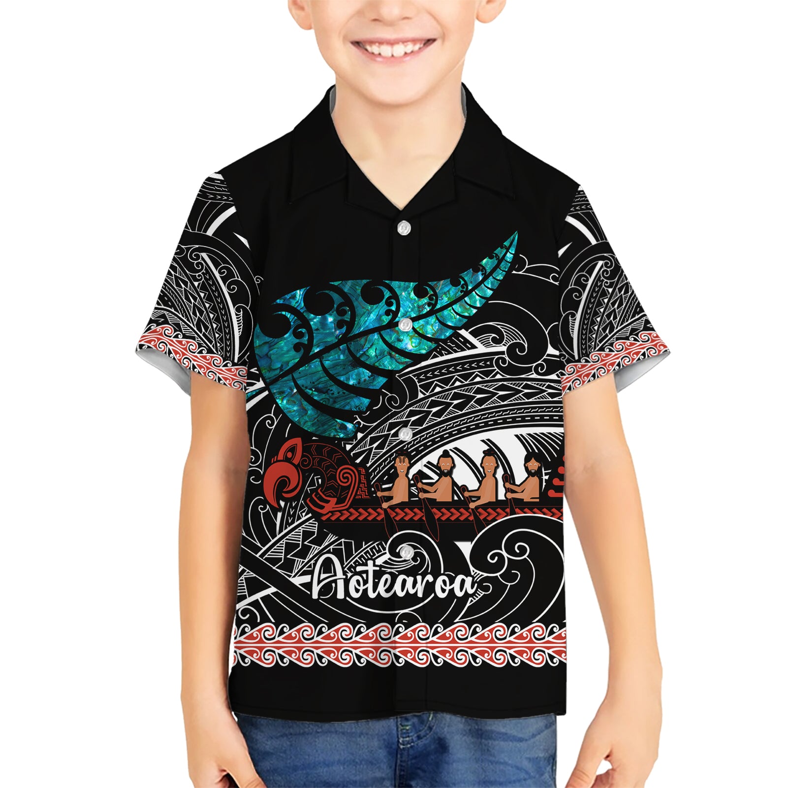 personalised-new-zealand-waka-hawaiian-shirt-aotearoa-maori-silver-fern-pattern