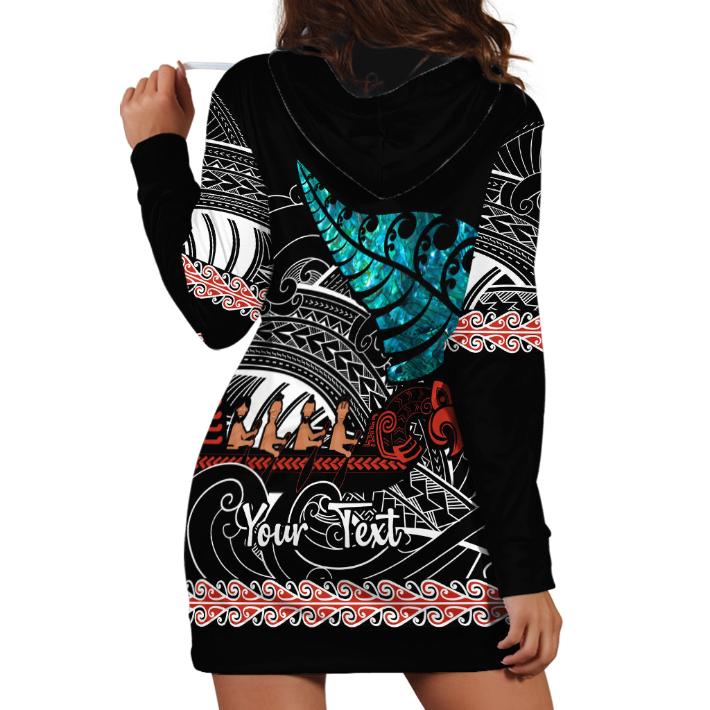 personalised-new-zealand-waka-hoodie-dress-aotearoa-maori-silver-fern-pattern