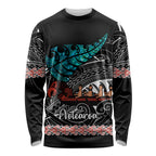 personalised-new-zealand-waka-long-sleeve-shirt-aotearoa-maori-silver-fern-pattern