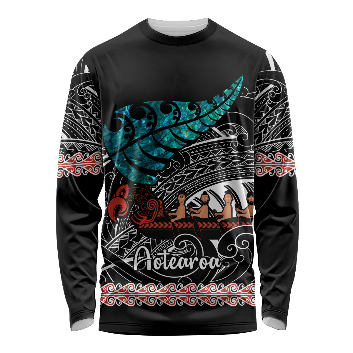 personalised-new-zealand-waka-long-sleeve-shirt-aotearoa-maori-silver-fern-pattern
