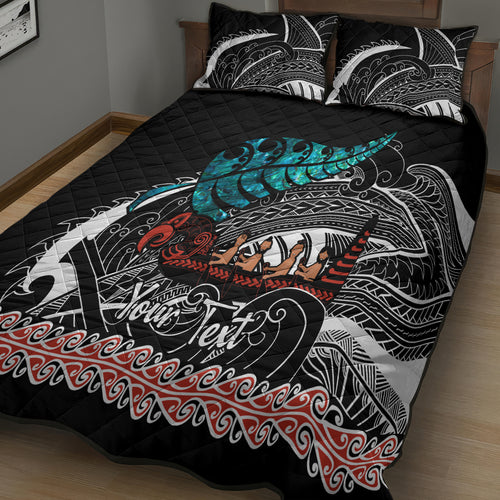 personalised-new-zealand-waka-quilt-bed-set-aotearoa-maori-silver-fern-pattern
