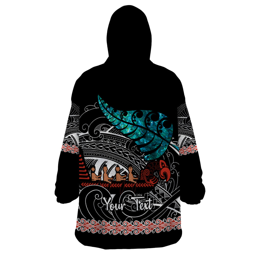 personalised-new-zealand-waka-wearable-blanket-hoodie-aotearoa-maori-silver-fern-pattern