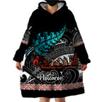 personalised-new-zealand-waka-wearable-blanket-hoodie-aotearoa-maori-silver-fern-pattern