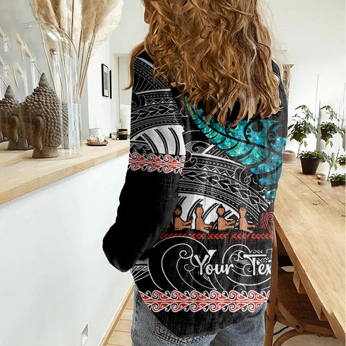 personalised-new-zealand-waka-women-casual-shirt-aotearoa-maori-silver-fern-pattern