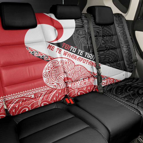 Toitu Te Tiriti Me Te Whakaputanga Back Car Seat Cover Maori Wahaika With Haka Face