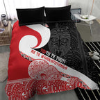 Toitu Te Tiriti Me Te Whakaputanga Bedding Set Maori Wahaika With Haka Face