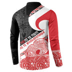 Toitu Te Tiriti Me Te Whakaputanga Button Sweatshirt Maori Wahaika With Haka Face