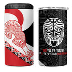 Toitu Te Tiriti Me Te Whakaputanga 4 in 1 Can Cooler Tumbler Maori Wahaika With Haka Face
