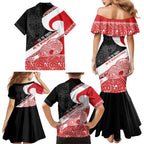 Toitu Te Tiriti Me Te Whakaputanga Family Matching Mermaid Dress and Hawaiian Shirt Maori Wahaika With Haka Face