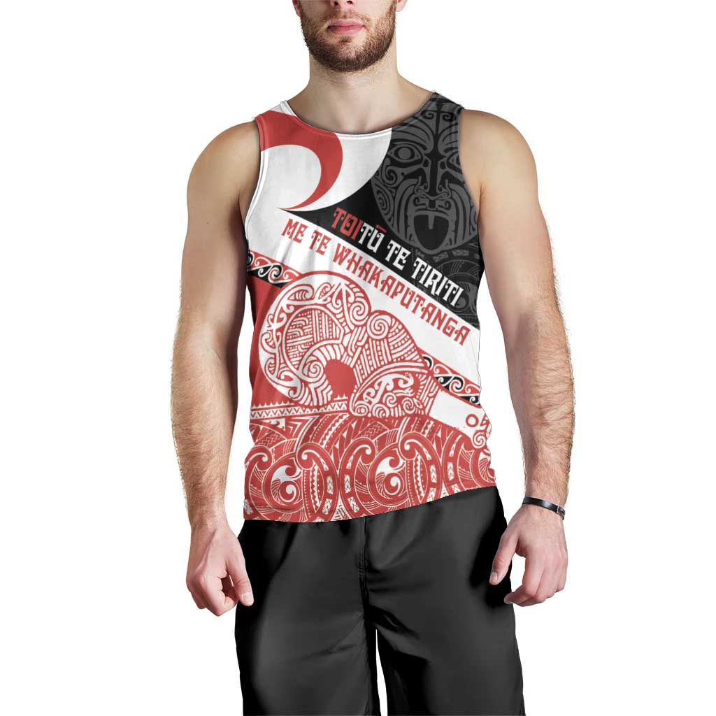 Toitu Te Tiriti Me Te Whakaputanga Men Tank Top Maori Wahaika With Haka Face