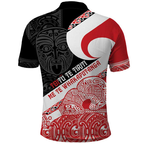 Toitu Te Tiriti Me Te Whakaputanga Polo Shirt Maori Wahaika With Haka Face