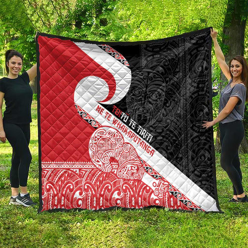 Toitu Te Tiriti Me Te Whakaputanga Quilt Maori Wahaika With Haka Face