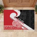 Toitu Te Tiriti Me Te Whakaputanga Rubber Doormat Maori Wahaika With Haka Face