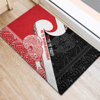 Toitu Te Tiriti Me Te Whakaputanga Rubber Doormat Maori Wahaika With Haka Face