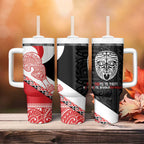 Toitu Te Tiriti Me Te Whakaputanga Tumbler With Handle Maori Wahaika With Haka Face
